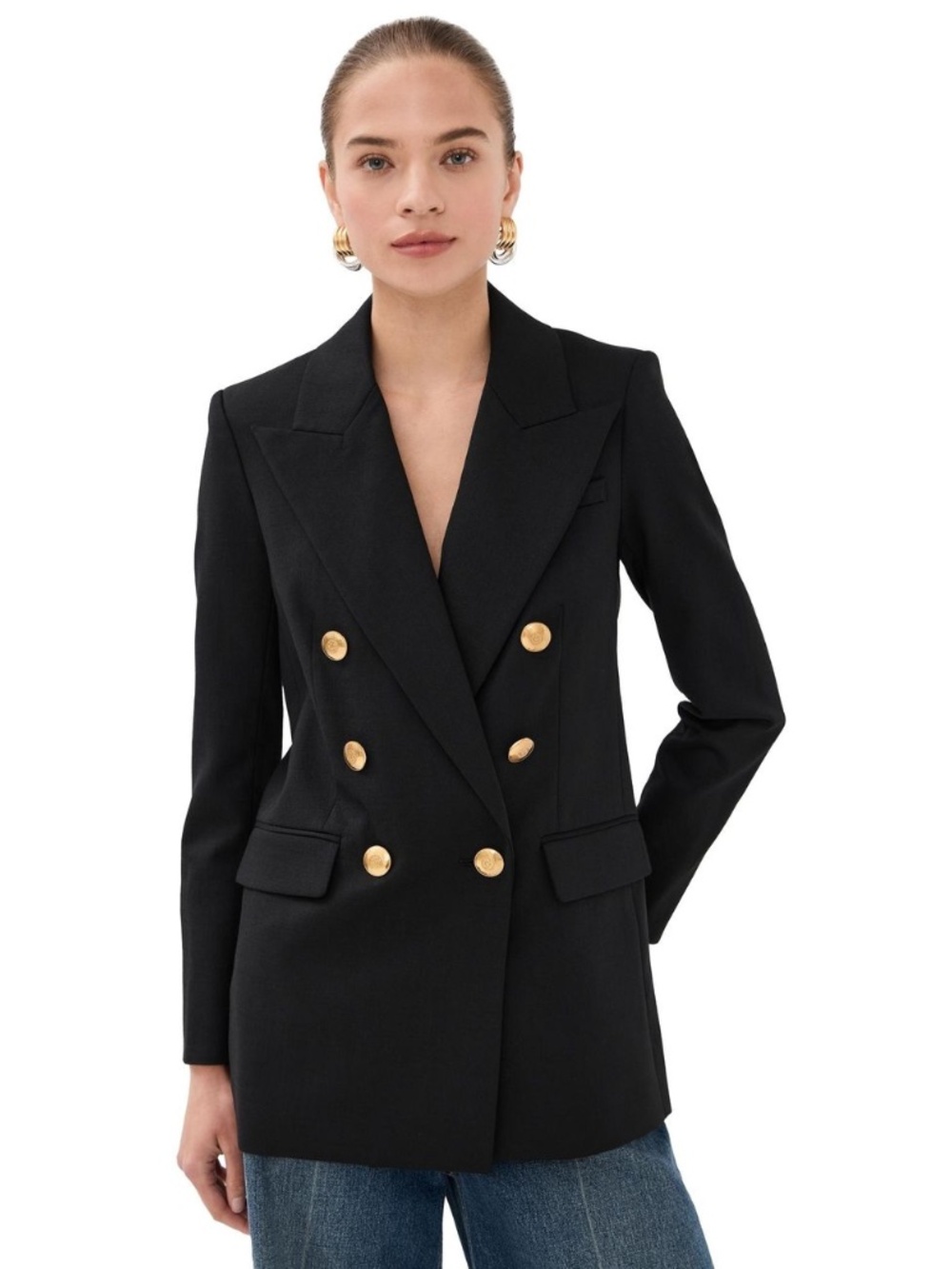 Veronica Beard Rhys Black Dickey Wool Blazer with Gold Buttons Sz 2 NWT $848